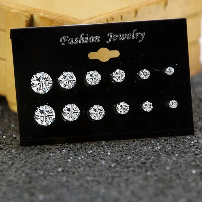 Yellow Chimes Bracelets Yellow Chimes Stud Earrings for Women Combo of 6 Pairs White Crystal Studs Silver Plated Multiple Stud Earrings for Women and Girls