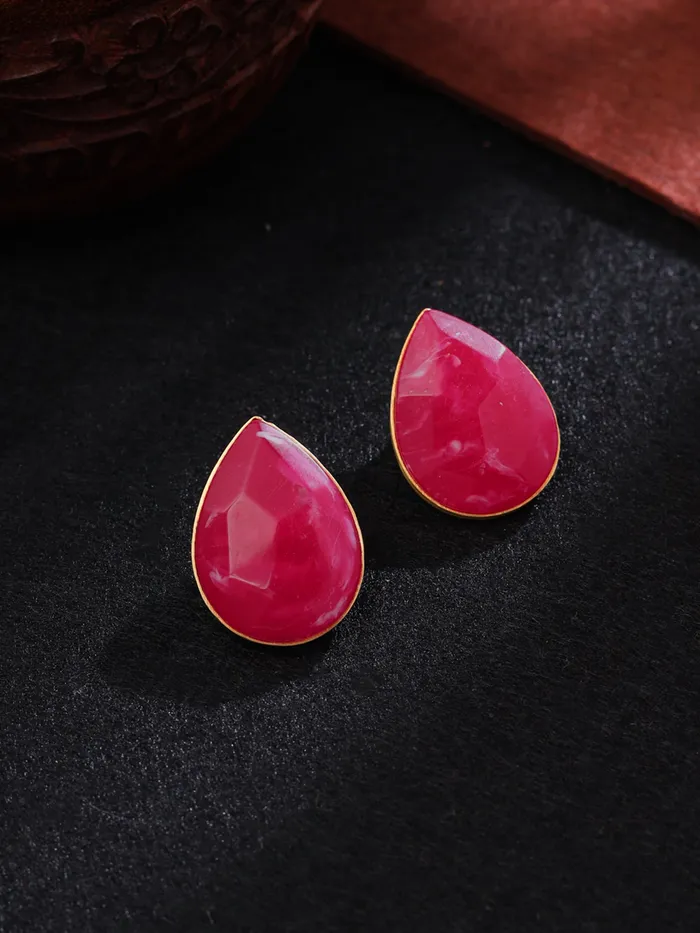 Yellow Chimes Bracelets Yellow Chimes Stud Earrings for Women Fashion Pink Stone Studs Earrings for Girls Gold Plated Drop Shaped Women Earrings Birthday Anniversary Gift for Girls Wife