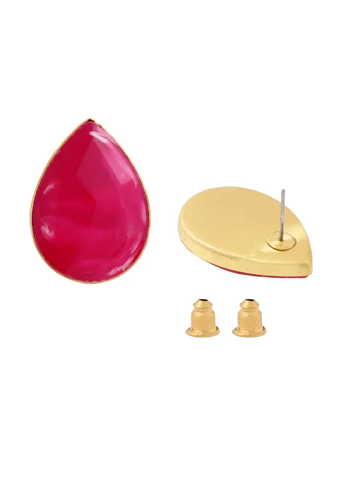 Yellow Chimes Bracelets Yellow Chimes Stud Earrings for Women Fashion Pink Stone Studs Earrings for Girls Gold Plated Drop Shaped Women Earrings Birthday Anniversary Gift for Girls Wife