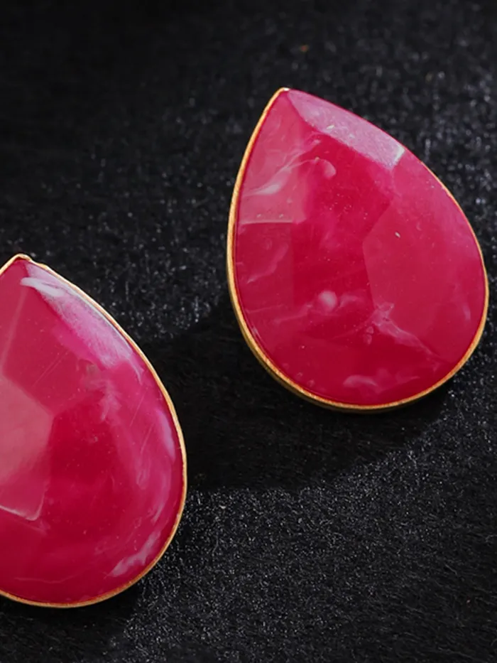 Yellow Chimes Bracelets Yellow Chimes Stud Earrings for Women Fashion Pink Stone Studs Earrings for Girls Gold Plated Drop Shaped Women Earrings Birthday Anniversary Gift for Girls Wife