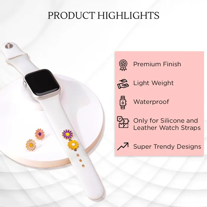 Yellow Chimes Bracelets Yellow Chimes Watch Charms for Women Watch Decorative Acessorries Floral Designed Watch Charms for Women and Girls
