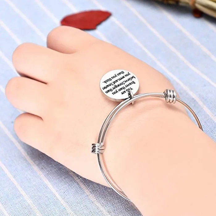 Yellow Chimes Bracelets Yellow Chimes Women Bracelets Fashion Silver Toned Bracelets For Women Inspirational Message Engraved Bracelet For Woman Birthday Gift for Girls Women Anniversary Gift for Wife