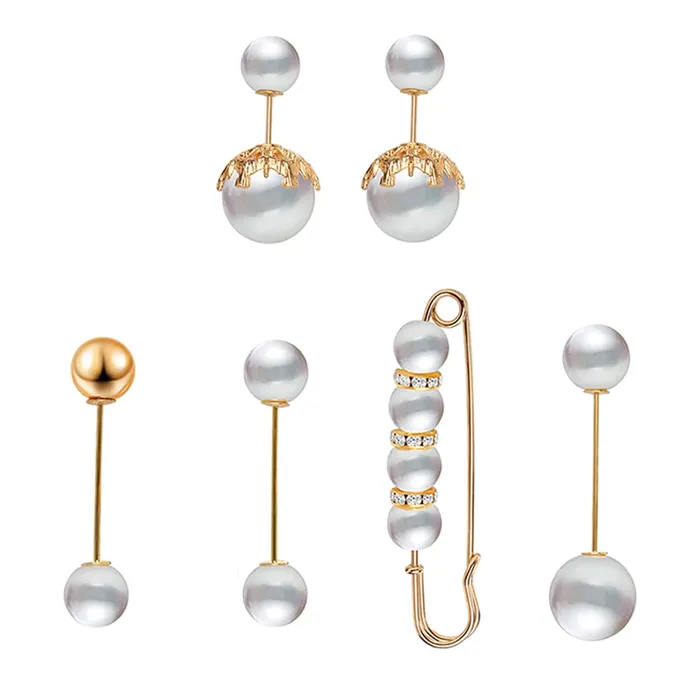 Yellow Chimes Brooch for Women and Girls 6 Pcs Pearl Brooch Pins Sweater Shawl Clips Faux Pearl Collar Safety Pin Clothing Dresses Decoration Accessories Birthday Gift for Girls and Women Yellow Chimes Necklaces
