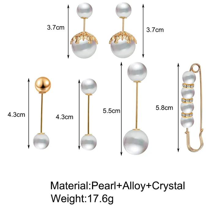 Yellow Chimes Brooch for Women and Girls 6 Pcs Pearl Brooch Pins Sweater Shawl Clips Faux Pearl Collar Safety Pin Clothing Dresses Decoration Accessories Birthday Gift for Girls and Women Yellow Chimes Necklaces