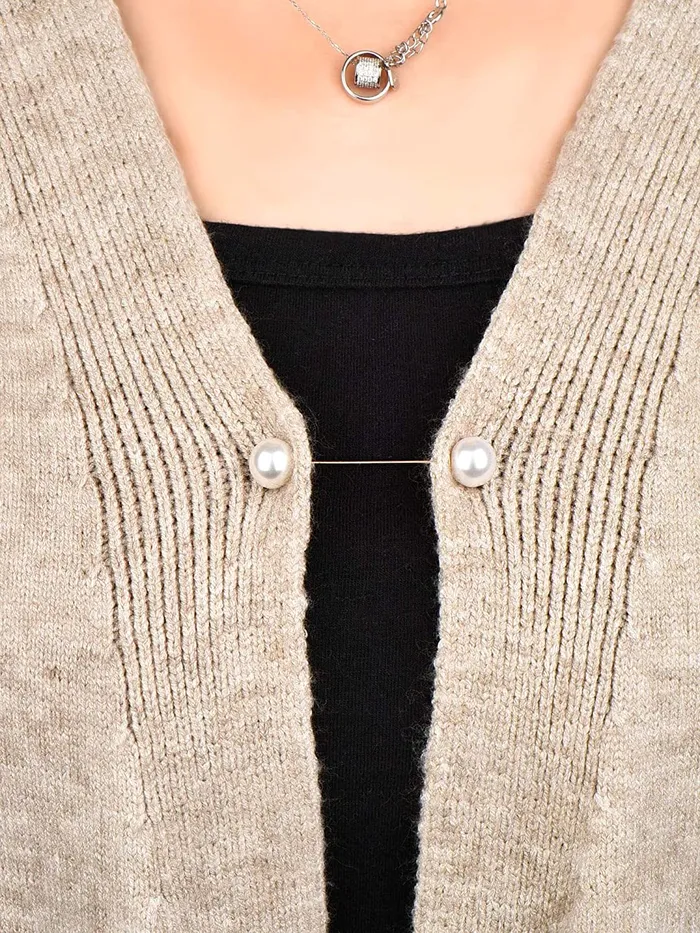 Yellow Chimes Brooch for Women and Girls 6 Pcs Pearl Brooch Pins Sweater Shawl Clips Faux Pearl Collar Safety Pin Clothing Dresses Decoration Accessories Birthday Gift for Girls and Women Yellow Chimes Necklaces