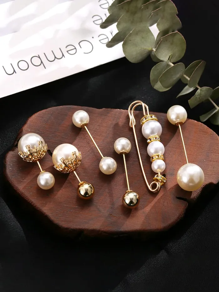 Yellow Chimes Brooch for Women and Girls 6 Pcs Pearl Brooch Pins Sweater Shawl Clips Faux Pearl Collar Safety Pin Clothing Dresses Decoration Accessories Birthday Gift for Girls and Women Yellow Chimes Necklaces