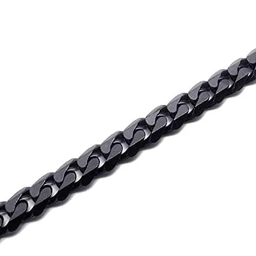 Yellow Chimes Chain for Men and Boys Black Chain Men Flat Curb Neck Chain for Men Stainless Steel Chains for Men Birthday Gift for Men and Boys Anniversary Gift for Husband Yellow Chimes Necklaces