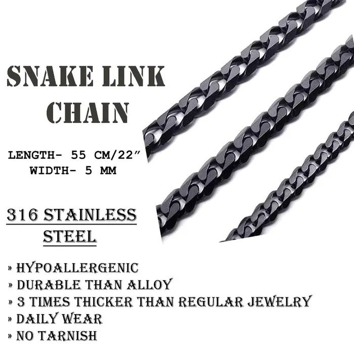 Yellow Chimes Chain for Men and Boys Black Chain Men Flat Curb Neck Chain for Men Stainless Steel Chains for Men Birthday Gift for Men and Boys Anniversary Gift for Husband Yellow Chimes Necklaces