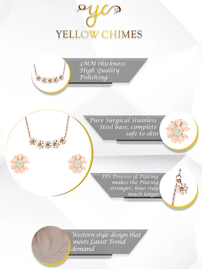 Yellow Chimes Chain Necklace With Threader Earrings Set Style14 Yellow Chimes Bracelets