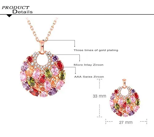 Yellow Chimes Chain Pendant for Women Multicolor Swiss Zircon Crystal Pendant 18k Rose Gold Plated Chain Pendant for women and Girls Yellow Chimes Necklaces