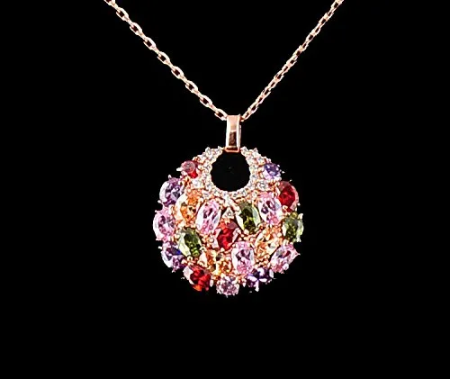 Yellow Chimes Chain Pendant for Women Multicolor Swiss Zircon Crystal Pendant 18k Rose Gold Plated Chain Pendant for women and Girls Yellow Chimes Necklaces