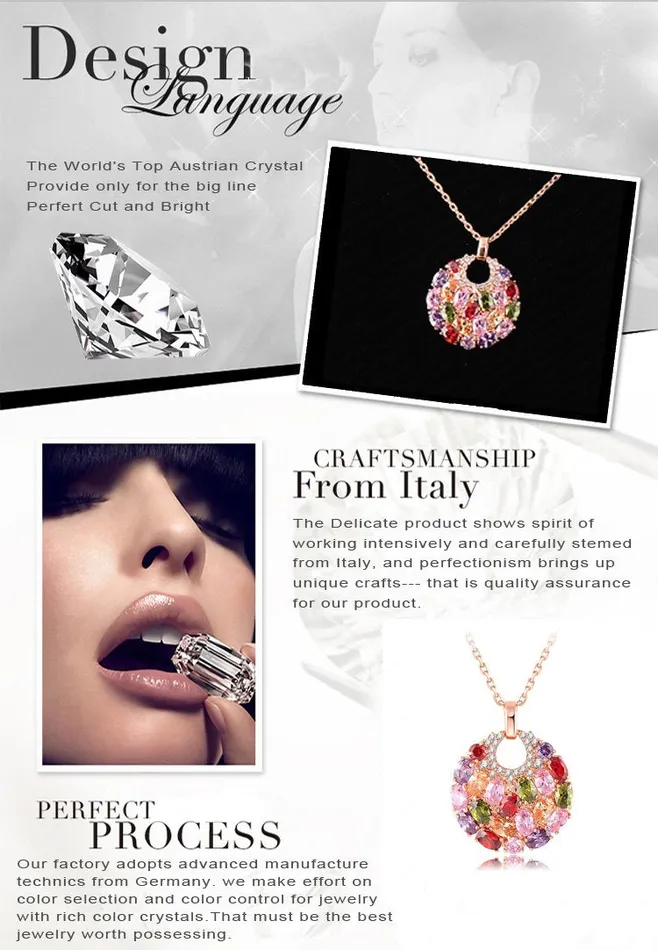 Yellow Chimes Chain Pendant for Women Multicolor Swiss Zircon Crystal Pendant 18k Rose Gold Plated Chain Pendant for women and Girls Yellow Chimes Necklaces