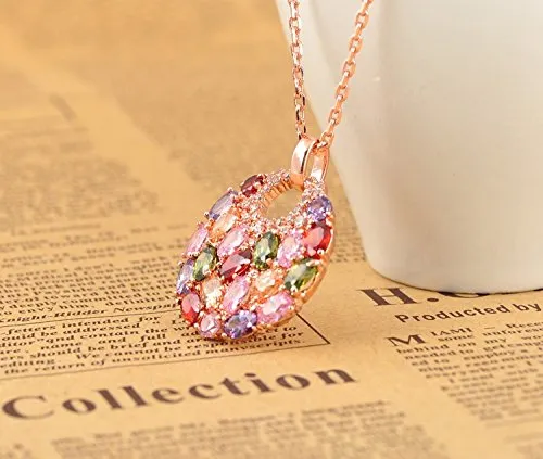 Yellow Chimes Chain Pendant for Women Multicolor Swiss Zircon Crystal Pendant 18k Rose Gold Plated Chain Pendant for women and Girls Yellow Chimes Necklaces