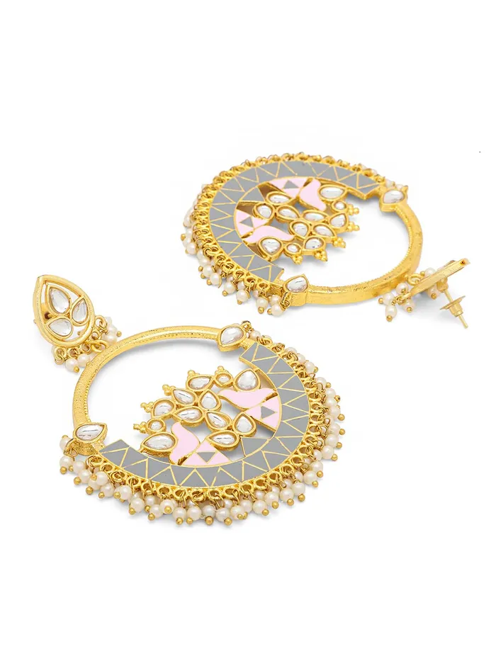Yellow Chimes Chandbali Earrings for Women Hand Crafted Meenakari Chandbali Earrings Traditional Gold Plated Ethnic Chand Bali Earrings for Women and Girls Yellow Chimes Earrings