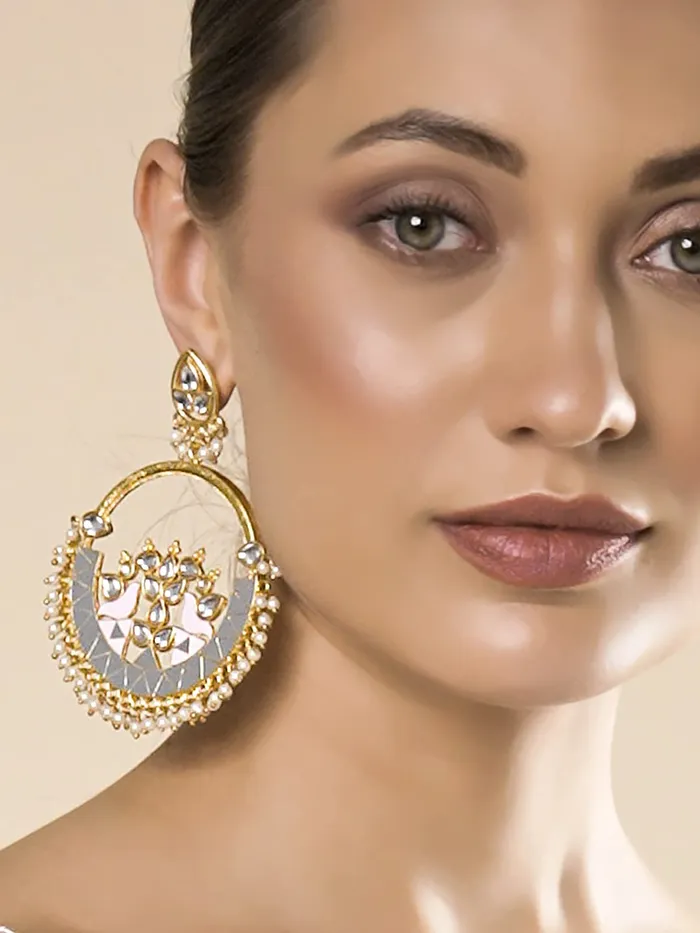 Yellow Chimes Chandbali Earrings for Women Hand Crafted Meenakari Chandbali Earrings Traditional Gold Plated Ethnic Chand Bali Earrings for Women and Girls Yellow Chimes Earrings