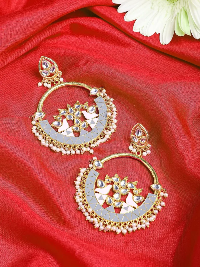 Yellow Chimes Chandbali Earrings for Women Hand Crafted Meenakari Chandbali Earrings Traditional Gold Plated Ethnic Chand Bali Earrings for Women and Girls Yellow Chimes Earrings