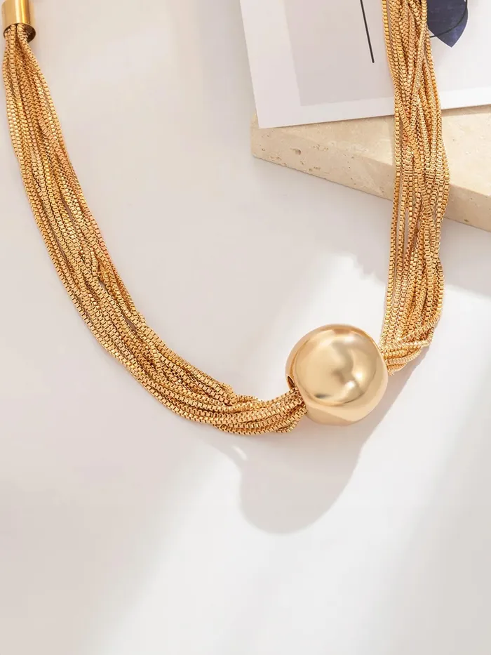 Yellow Chimes Choker Necklace Trendy Gold Plated Multilayered Chain Adjustable Length For Women Necklaces