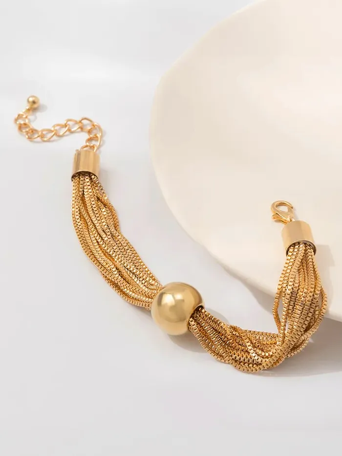 Yellow Chimes Choker Necklace Trendy Gold Plated Multilayered Chain Adjustable Length For Women Necklaces