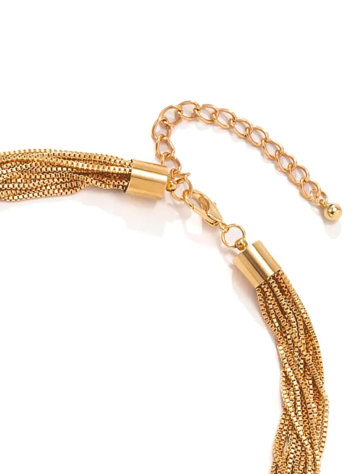 Yellow Chimes Choker Necklace Trendy Gold Plated Multilayered Chain Adjustable Length For Women Necklaces