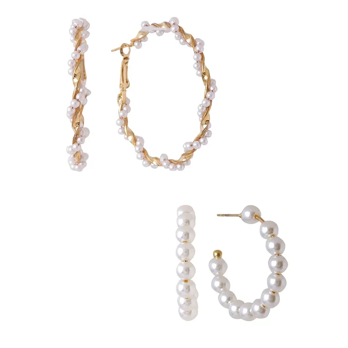 Yellow Chimes Combo Earrings For Women Set Of 6 Pairs Earring Gold Plated Stud and Pearl Hoop Earrings For Women and Girls Yellow Chimes Earrings
