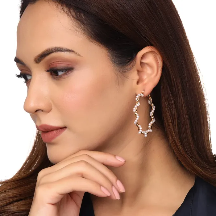 Yellow Chimes Combo Earrings For Women Set Of 6 Pairs Earring Gold Plated Stud and Pearl Hoop Earrings For Women and Girls Yellow Chimes Earrings