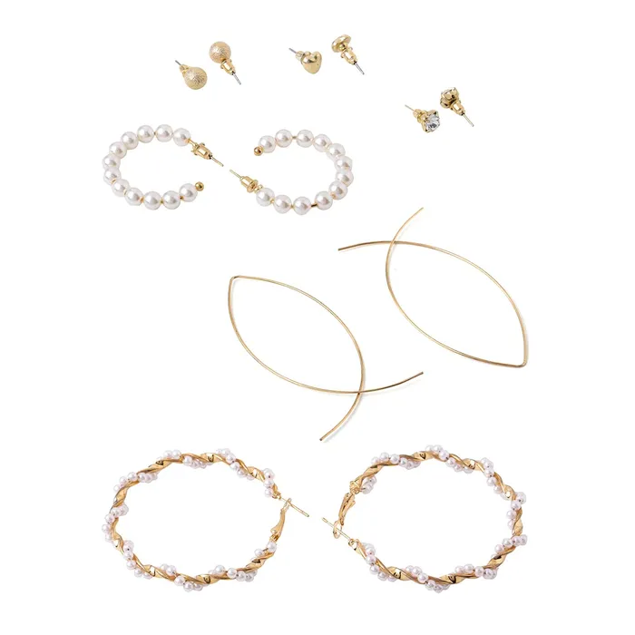 Yellow Chimes Combo Earrings For Women Set Of 6 Pairs Earring Gold Plated Stud and Pearl Hoop Earrings For Women and Girls Yellow Chimes Earrings
