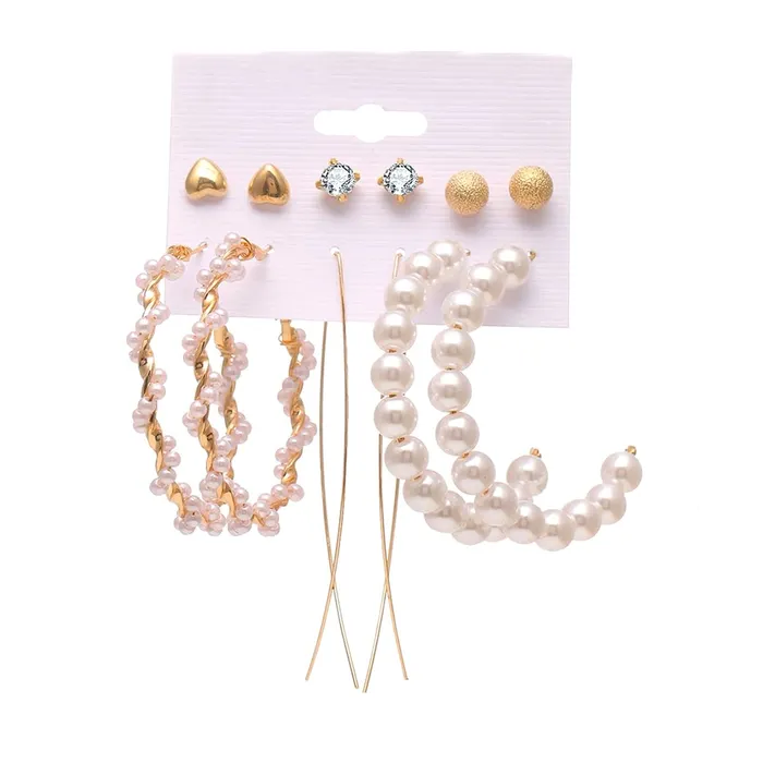 Yellow Chimes Combo Earrings For Women Set Of 6 Pairs Earring Gold Plated Stud and Pearl Hoop Earrings For Women and Girls Yellow Chimes Earrings