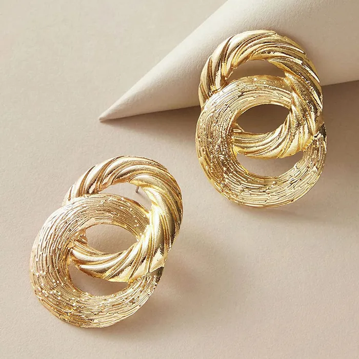 Yellow Chimes Combo of 2 Pairs Latest Fashion Gold Plated Geometric Design Stud Drop Earrings for Women and Girls Medium YCFJER11GEOMTRCCGL Yellow Chimes Necklaces