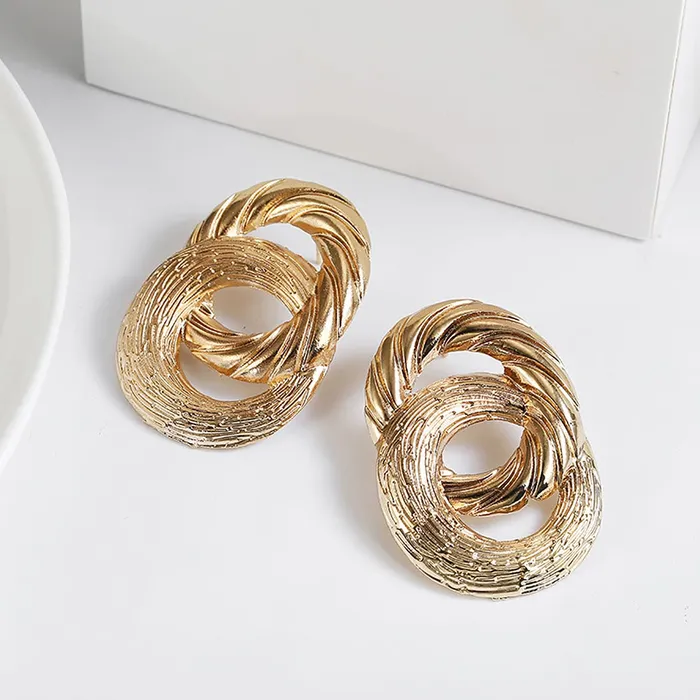 Yellow Chimes Combo of 2 Pairs Latest Fashion Gold Plated Geometric Design Stud Drop Earrings for Women and Girls Medium YCFJER11GEOMTRCCGL Yellow Chimes Necklaces