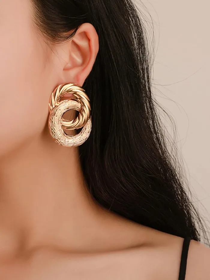 Yellow Chimes Combo of 2 Pairs Latest Fashion Gold Plated Geometric Design Stud Drop Earrings for Women and Girls Medium YCFJER11GEOMTRCCGL Yellow Chimes Necklaces