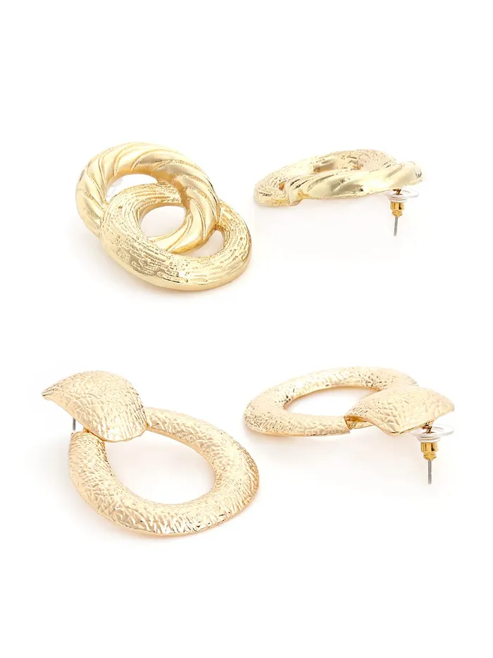 Yellow Chimes Combo of 2 Pairs Latest Fashion Gold Plated Geometric Design Stud Drop Earrings for Women and Girls Medium YCFJER11GEOMTRCCGL Yellow Chimes Necklaces