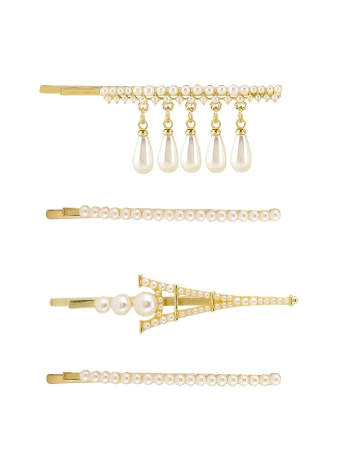 Yellow Chimes Combo of 2 Set 4 pcs Elegant Pearl Hair Clip Alligator Clip Bobby Pin Accessories for Women Girls Yellow Chimes Earrings Yellow Chimes Combo of 2 Set 4 pcs Elegant Pearl Hair Clip Alligator Clip Bobby Pin Accessories for Women Girls Yellow Chimes Earrings