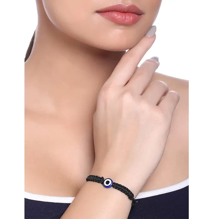 Yellow Chimes Combo of 3 Pieces Evil Eye Nazariya Multicolor Beads Stretchable Bracelets for Women and Girls Yellow Chimes Earrings