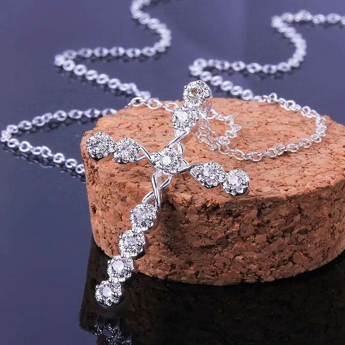 Yellow Chimes Cross Pendant for Women Silver Pendant Midnight Sparkle Silver Plated Crystal Pendant for Girls and Women Yellow Chimes Necklaces