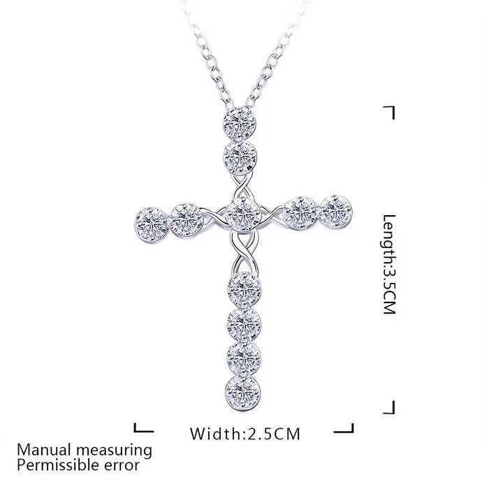 Yellow Chimes Cross Pendant for Women Silver Pendant Midnight Sparkle Silver Plated Crystal Pendant for Girls and Women Yellow Chimes Necklaces