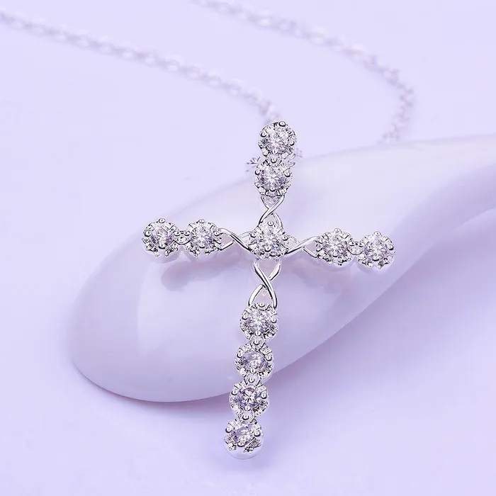 Yellow Chimes Cross Pendant for Women Silver Pendant Midnight Sparkle Silver Plated Crystal Pendant for Girls and Women Yellow Chimes Necklaces