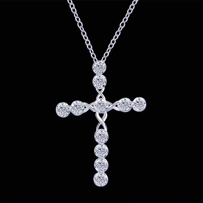 Yellow Chimes Cross Pendant for Women Silver Pendant Midnight Sparkle Silver Plated Crystal Pendant for Girls and Women Yellow Chimes Necklaces