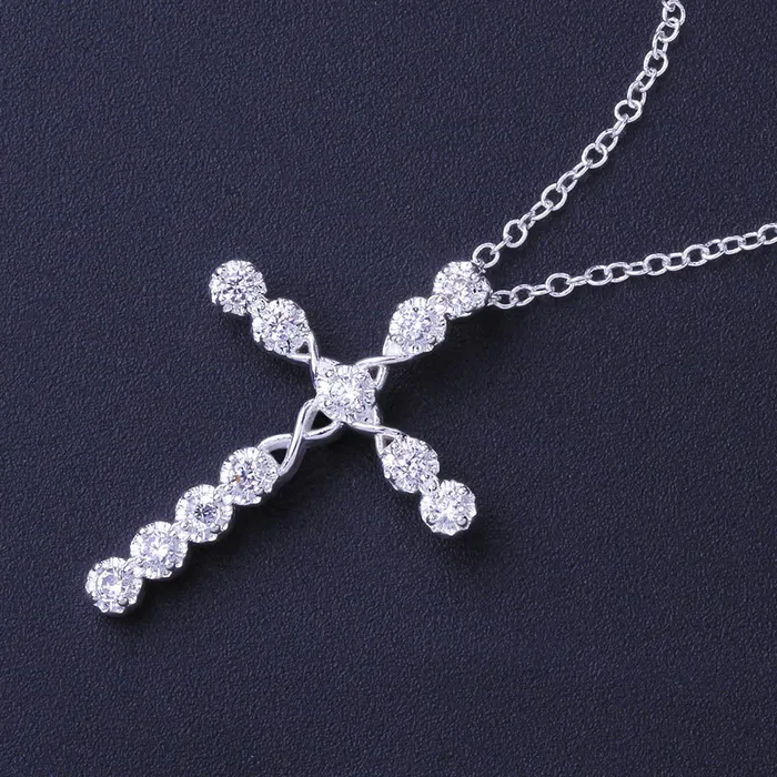 Yellow Chimes Cross Pendant for Women Silver Pendant Midnight Sparkle Silver Plated Crystal Pendant for Girls and Women Yellow Chimes Necklaces