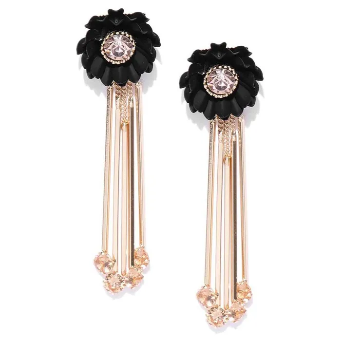 Yellow Chimes Crystal Dangler Earrings for Women Floral Shaped Earrings for Girls Gold Toned Fashion Women Earrings Birthday Gift For Girls Anniversary Gift for Wife Yellow Chimes Earrings