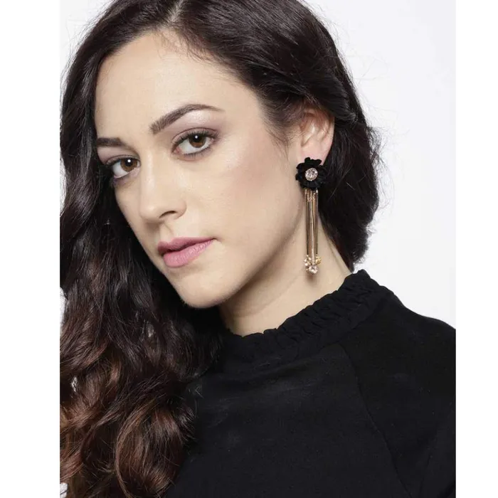 Yellow Chimes Crystal Dangler Earrings for Women Floral Shaped Earrings for Girls Gold Toned Fashion Women Earrings Birthday Gift For Girls Anniversary Gift for Wife Yellow Chimes Earrings