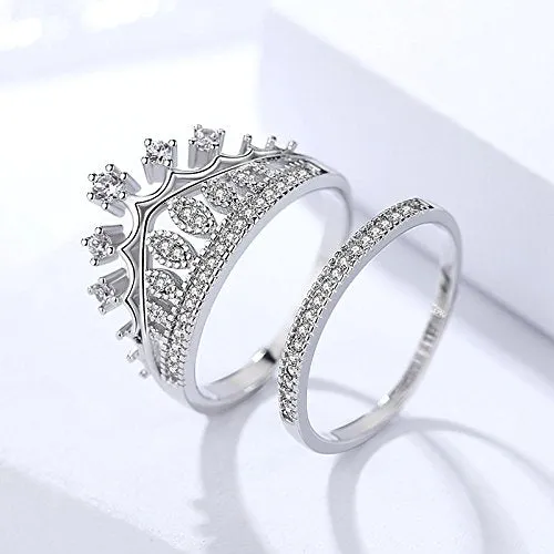 Yellow Chimes Crystal Rings For Women Crown Shaped Ring For Women Rhodium Plated Finger Ring for Girls Birthday Gift For Girls Women Anniversary Gift for Wife Yellow Chimes Necklaces
