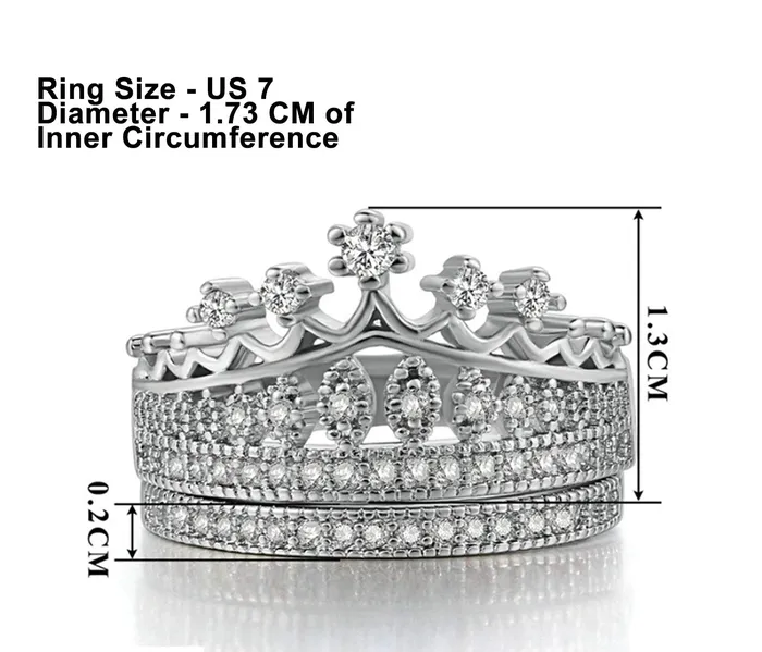 Yellow Chimes Crystal Rings For Women Crown Shaped Ring For Women Rhodium Plated Finger Ring for Girls Birthday Gift For Girls Women Anniversary Gift for Wife Yellow Chimes Necklaces