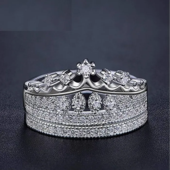 Yellow Chimes Crystal Rings For Women Crown Shaped Ring For Women Rhodium Plated Finger Ring for Girls Birthday Gift For Girls Women Anniversary Gift for Wife Yellow Chimes Necklaces
