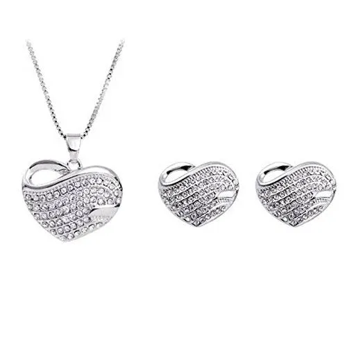 Yellow Chimes Crystals Sparkling Heart by Yellow Chimes Copper and Cubic Zirconia Jewellery Sets for Women SilverMXFJPSPA1426SL Yellow Chimes Necklaces Yellow Chimes Crystals Sparkling Heart by Yellow Chimes Copper and Cubic Zirconia Jewellery Sets for Women SilverMXFJPSPA1426SL Yellow Chimes Necklaces