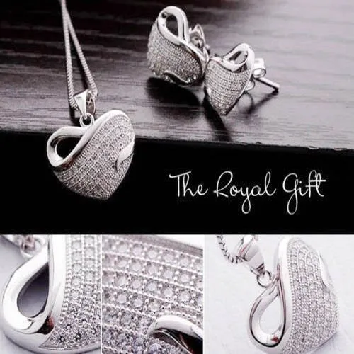 Yellow Chimes Crystals Sparkling Heart by Yellow Chimes Copper and Cubic Zirconia Jewellery Sets for Women SilverMXFJPSPA1426SL Yellow Chimes Necklaces