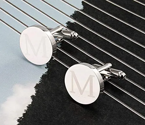 Yellow Chimes Cufflinks for Men Stainless Steel Alphabets Cuff links Letter M Statement Silver Cufflinks for Men and Boys Yellow Chimes Necklaces