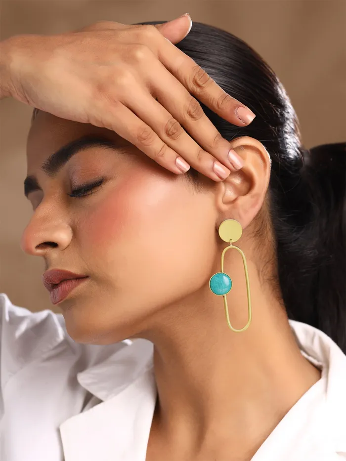 Yellow Chimes Dangler Earrings For Women Fashion Golden Women Earrings Blue Stone Gold Plated Long Dangler Earrings For Girls Birthday Gift for Girls Anniversary Gift for Women Yellow Chimes Earrings