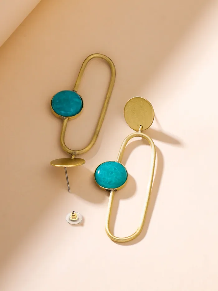 Yellow Chimes Dangler Earrings For Women Fashion Golden Women Earrings Blue Stone Gold Plated Long Dangler Earrings For Girls Birthday Gift for Girls Anniversary Gift for Women Yellow Chimes Earrings