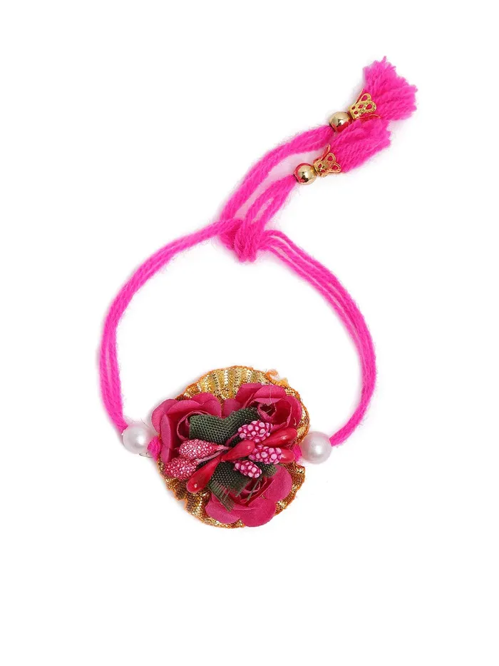 Yellow Chimes Dark Pink Flower Jewellery Set for Haldi Baby Shower Mehandi Godbharai Bahubali Paper Aritificial Jewelley Set for Women and Girls Yellow Chimes Necklaces