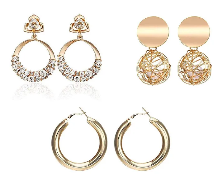 Yellow Chimes Drop Earrings for Women 3 Pairs Combo Golden Earrings Geometric Shapes Gold Plated Hoop Earrings for Women and Girls Yellow Chimes Earrings Yellow Chimes Drop Earrings for Women 3 Pairs Combo Golden Earrings Geometric Shapes Gold Plated Hoop Earrings for Women and Girls Yellow Chimes Earrings
